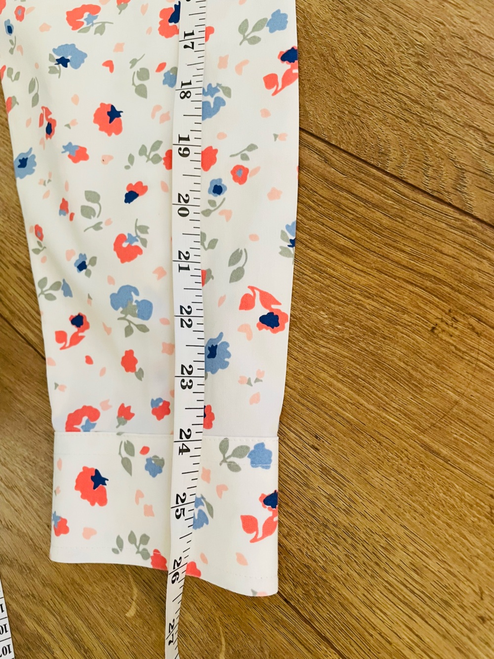 L.L. Bean Wrinkle Free White Button-Down Shirt with Pink & Blue Floral Print - Picture 14 of 15